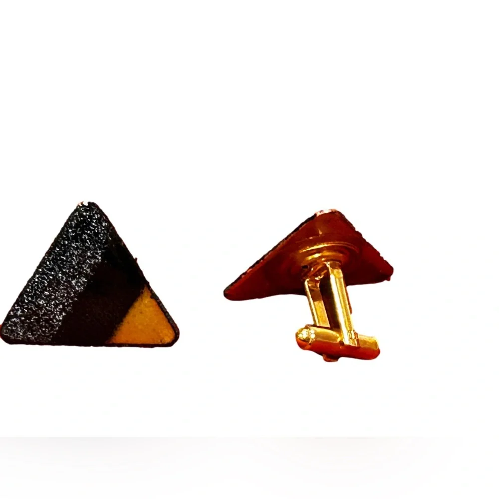 Vintage MCM Copper & Enamel Triangle Cuff Links Measure 1” Each Side
